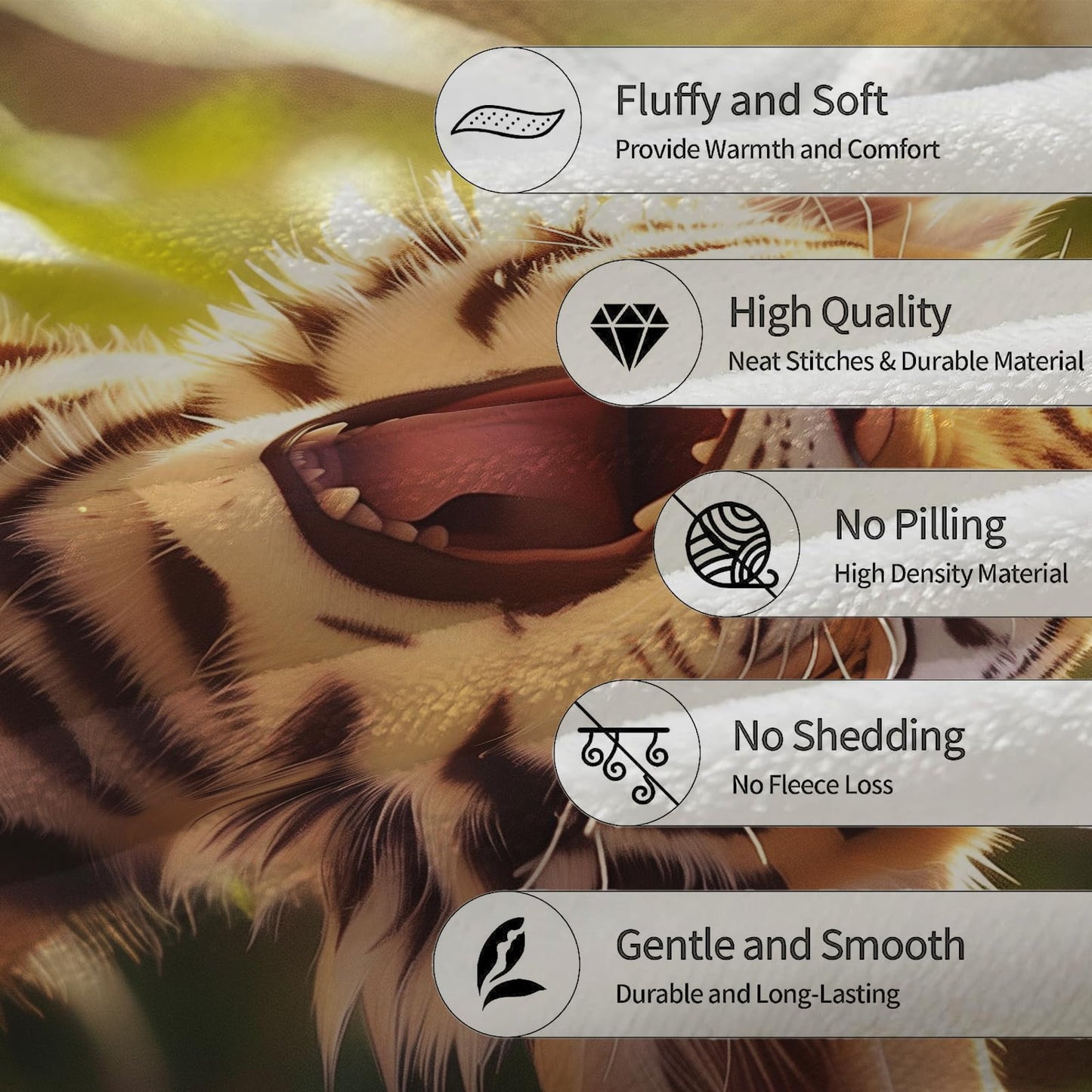 Ti Caldi Cute Tiger Blanket, Soft Fuzzy Lightweight Animal Flannel Throw Blanket Perfect for Couch, Bed, Travel & Outdoor Use, Warm Fluffy Cozy Decor Blankets for Adults Kids Women Girls 60×50 in