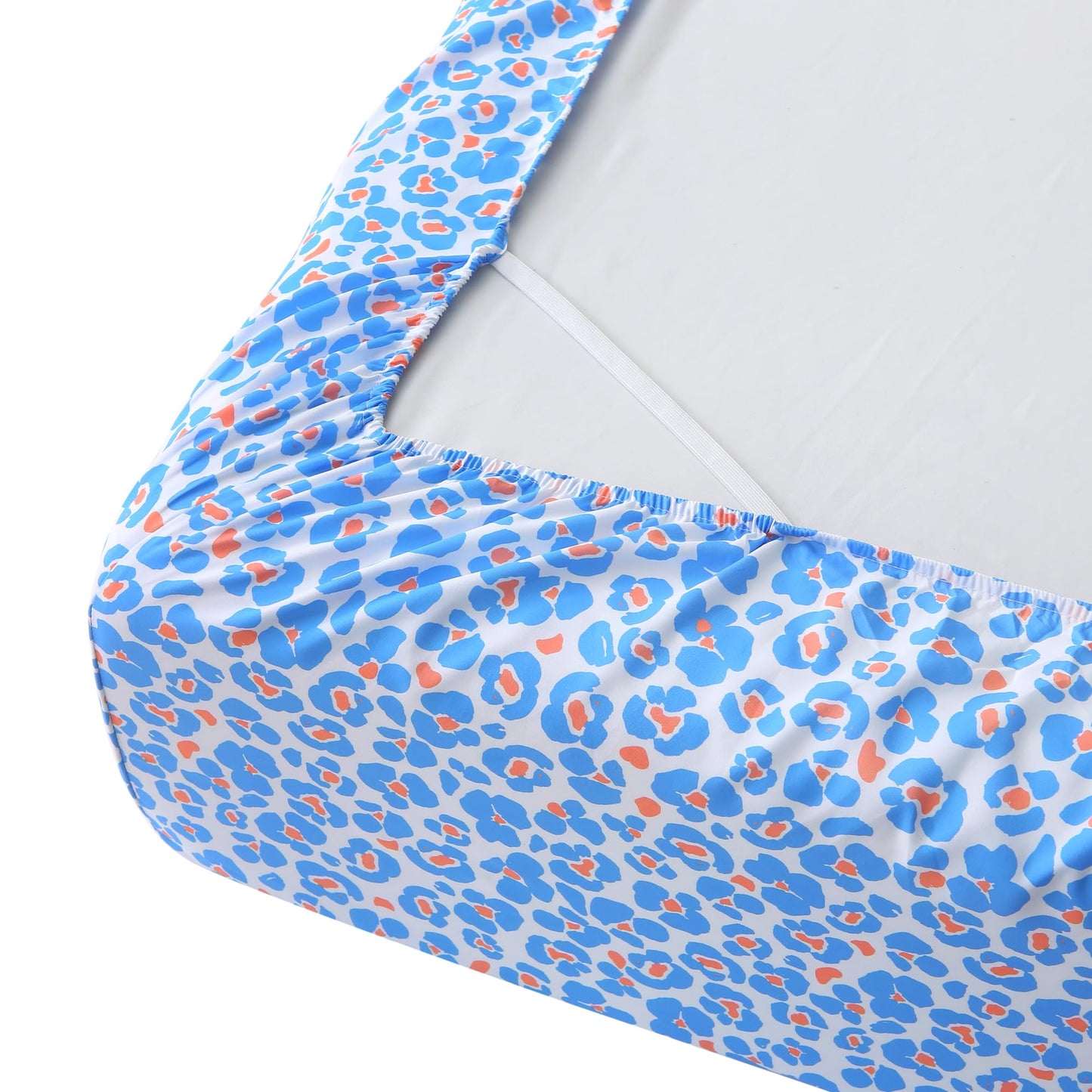 Mooreeke Leopard Cheetah Printed Queen Bed Sheets, Soft Microfiber Bedding Sheets & Pillowcases, Deep Pocket Non-Slip Fitted Queen Sheet, Blue Animal Pattern Bedsheets