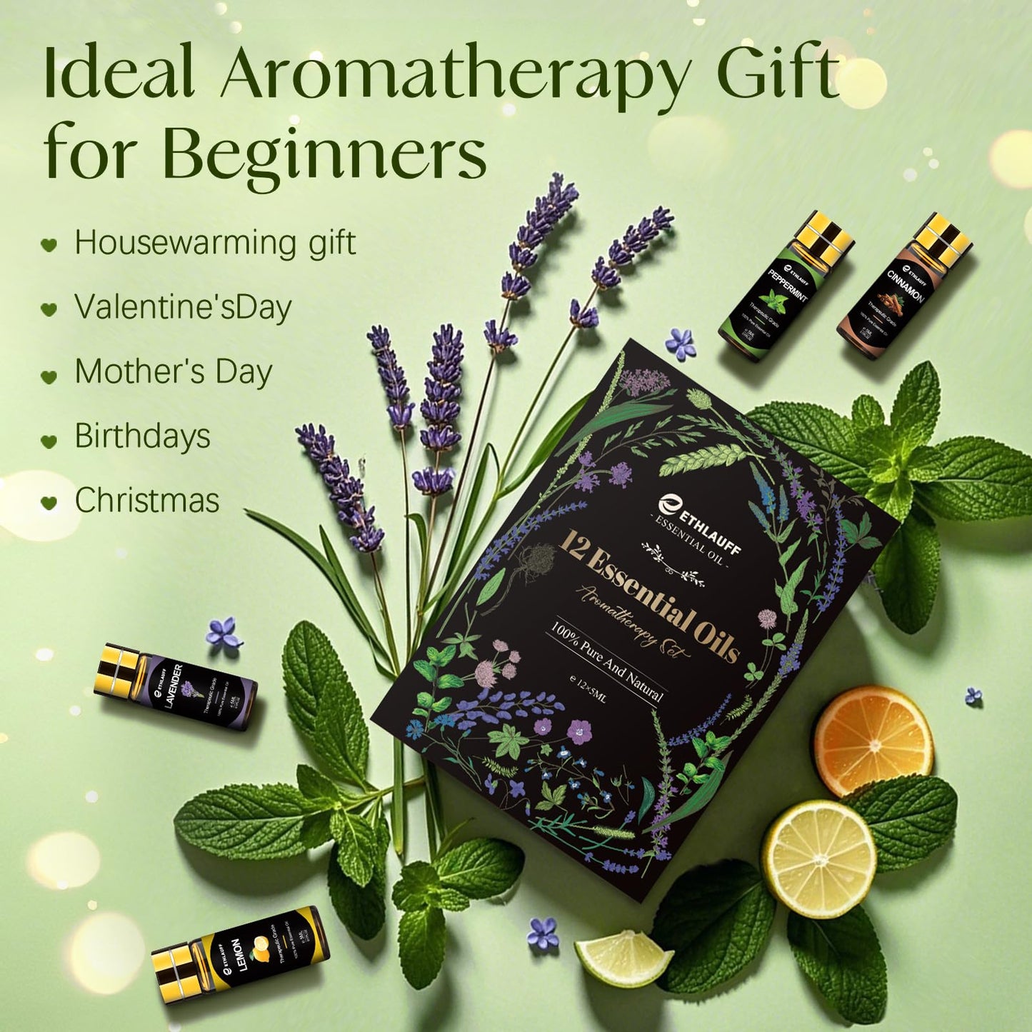 Top 12 Essential Oils Set, Pure Essential Oil for Diffuser, Humidifiers, Skin Care, Massage, Fragrance Oil Scent for DIY Candle and Soap Making, Gift for Friend
