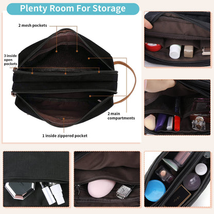 Lubardy Toiletry Bag Oxford Cloth Toiletry Bag for men and women Portable Travel Shaving Dopp Kit Water-Resistant Cosmetic Bag Travel Organizer Storage for Accessories, Black