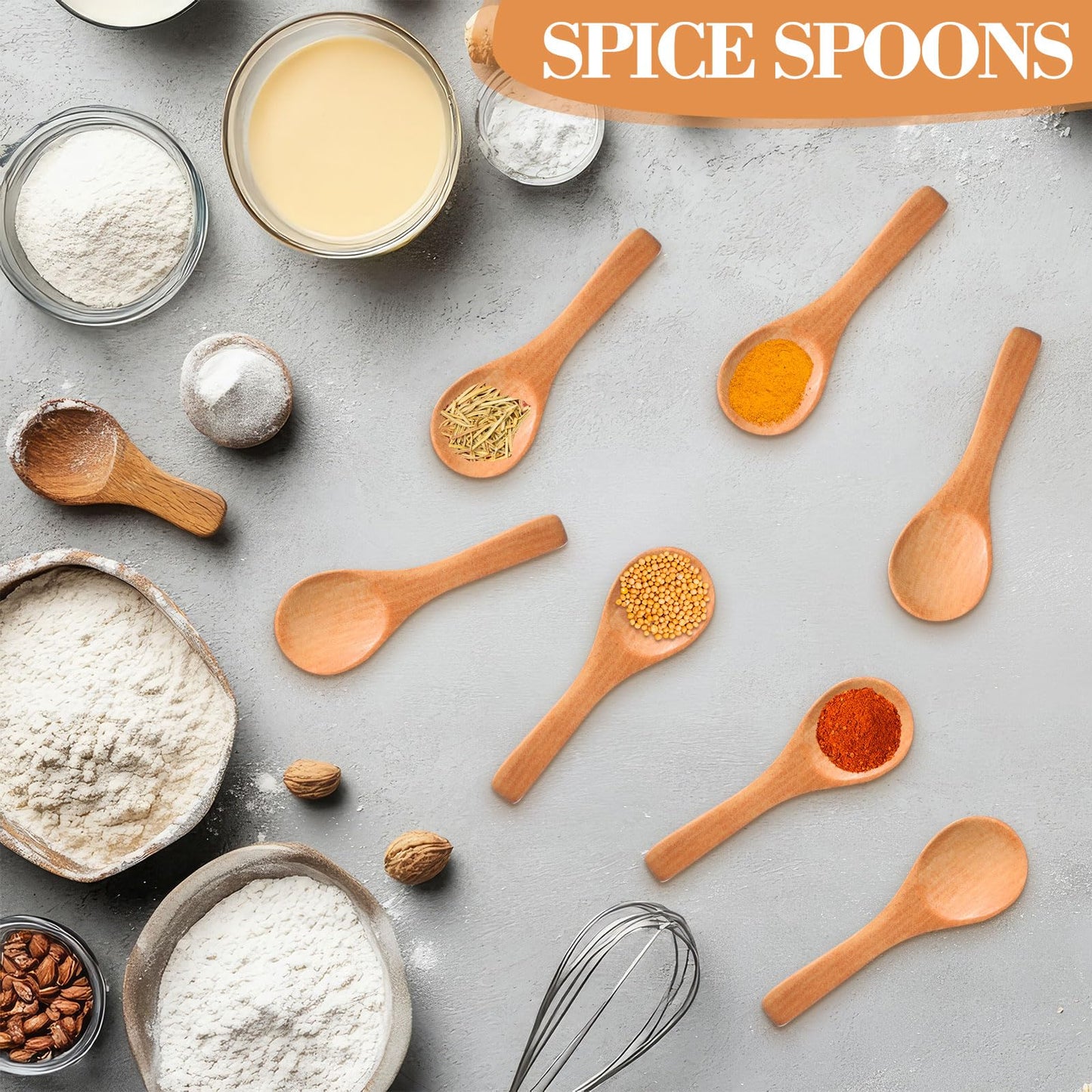 Boao 200 Pcs Small Wooden Spoons, 3.5'' L, Mini Wood Natural Tiny Spoons Wooden Little Teaspoons for Jars Sugar Creamer Honey Spices Salt Kitchen Supplies (Light Brown)
