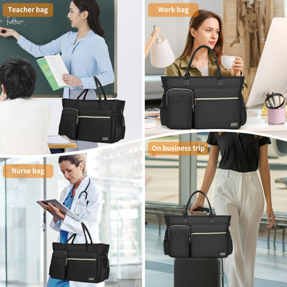 Rabjen Nurse Tote Bag for Work with Padded 15.6” Laptop Sleeve, Medical Supplies Shoulder Bag for Home Health Care