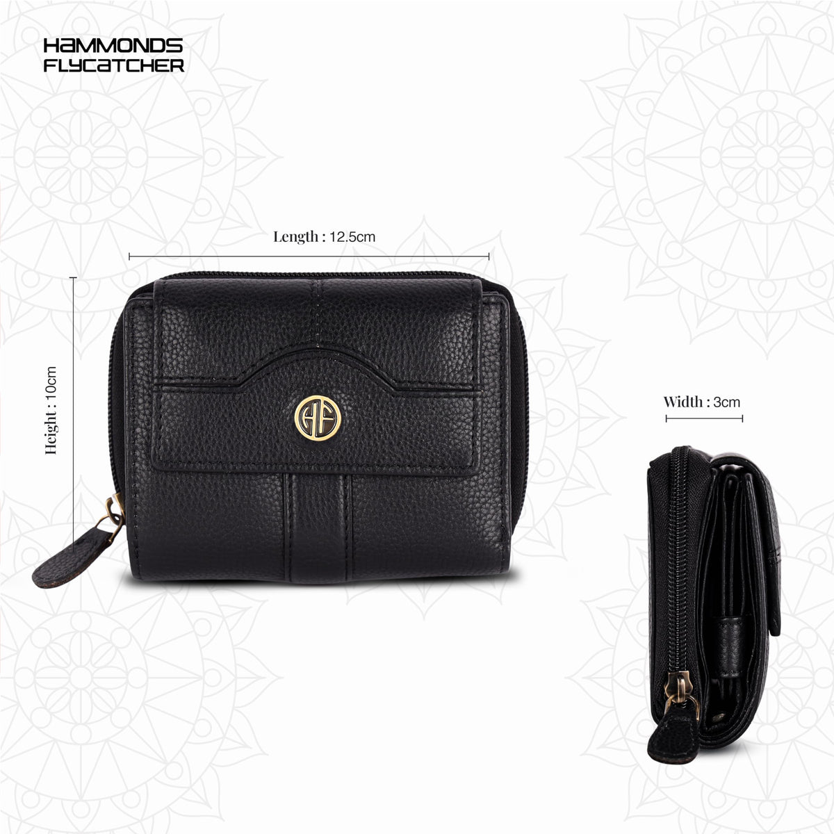 HAMMONDS FLYCATCHER Leather Ladies Wallet for Woman with 14 Card Slots - Clutch Purse for Women, Ladies Wallet for Women Stylish, Ladies Purse for Women Wallet, Purse for Woman, Black, 12.5 cm x 3 cm