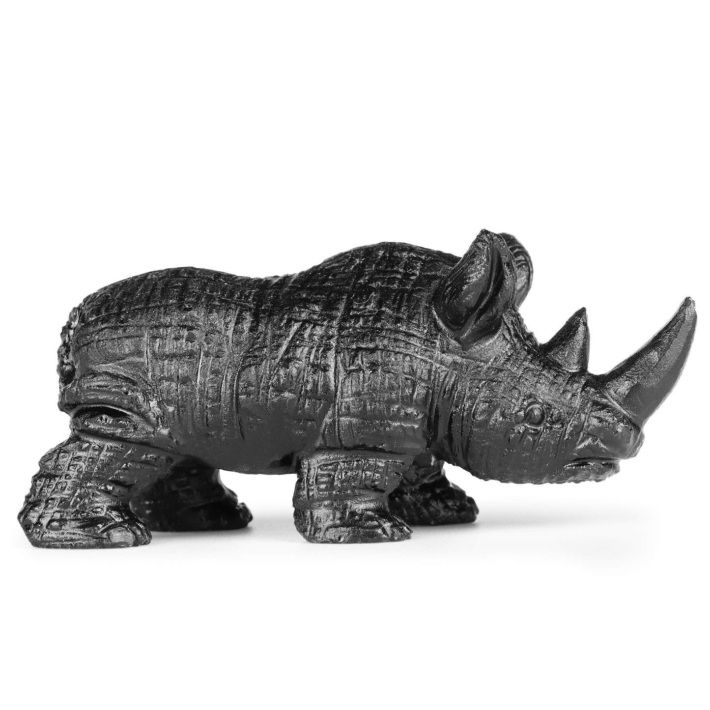 Artistone 3 inch Black Obsidian Rhino Statue, Hand Carved Gemstone Handicraft Healing Rhinoceros Animal Carving Figurine Sculpture Collectible Reiki Stones for Home,Bookshelf,Office Decoration