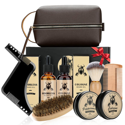 Beard Kit Gifts for Men, 9 Pcs Ultimate Beard Grooming Club Set w/2 Beard Oils, Shaving Soap, Balm, Brush, Comb&Storage Bag, Unique Gifts for Dad Husband Boyfriend Him, Father's Day Birthday Gifts Men