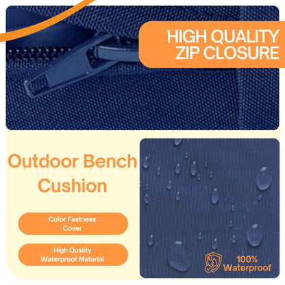 Crescent Textile 100% Waterproof Garden Bench Cushion 2/3/4 Seater Outdoor Long Bench Seat Pad for Lawn & Garden, Patio, Office, Coffee Shop with Removable Cover (2 Seater 108cm x 45cm x 5cm, Green)