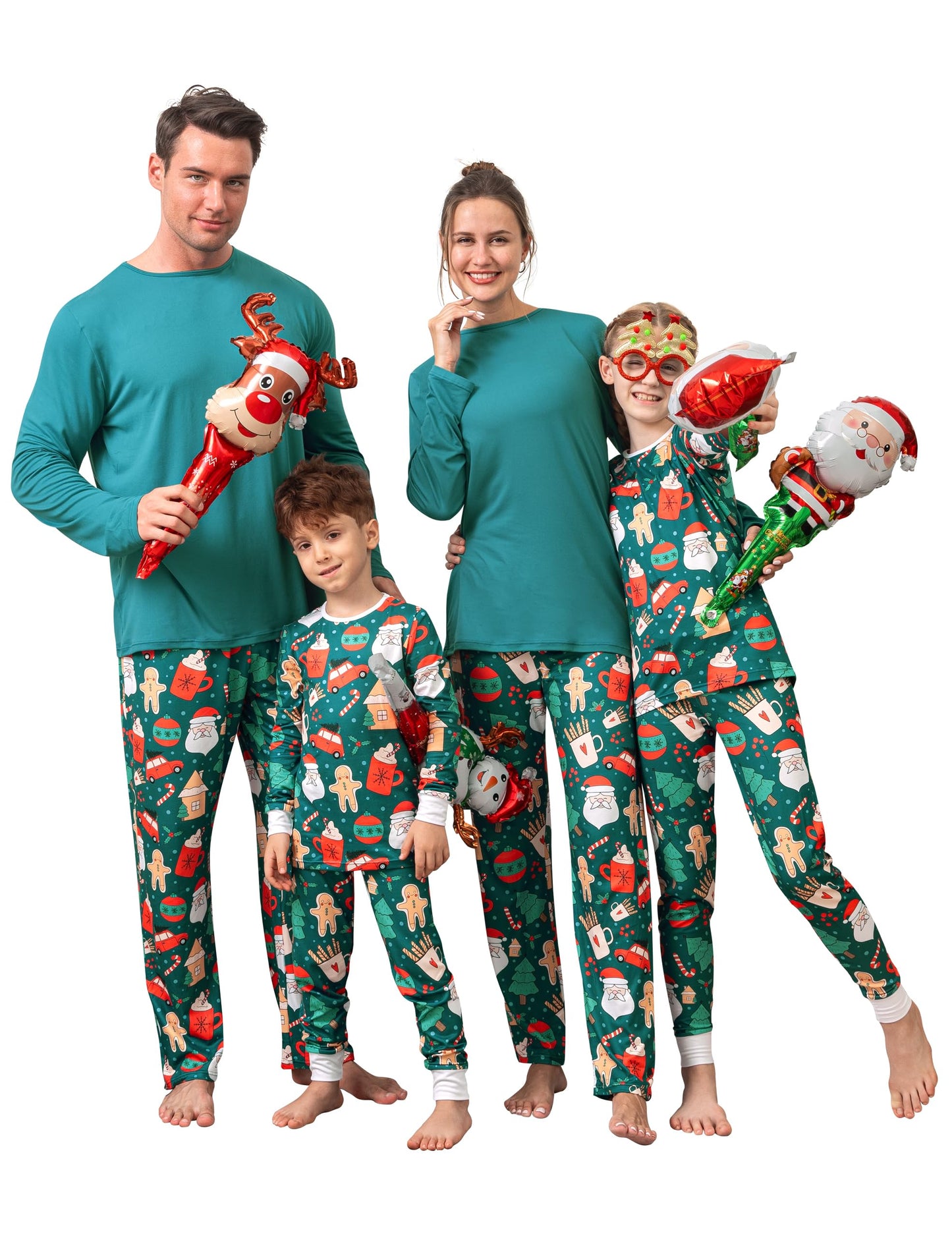 QUNISY Family Pajamas Christmas Matching Sets Xmas Family Pjs Set Couple Holiday Jammies Women/Men Festival Sleepwear Adult and Kids Santa 6T