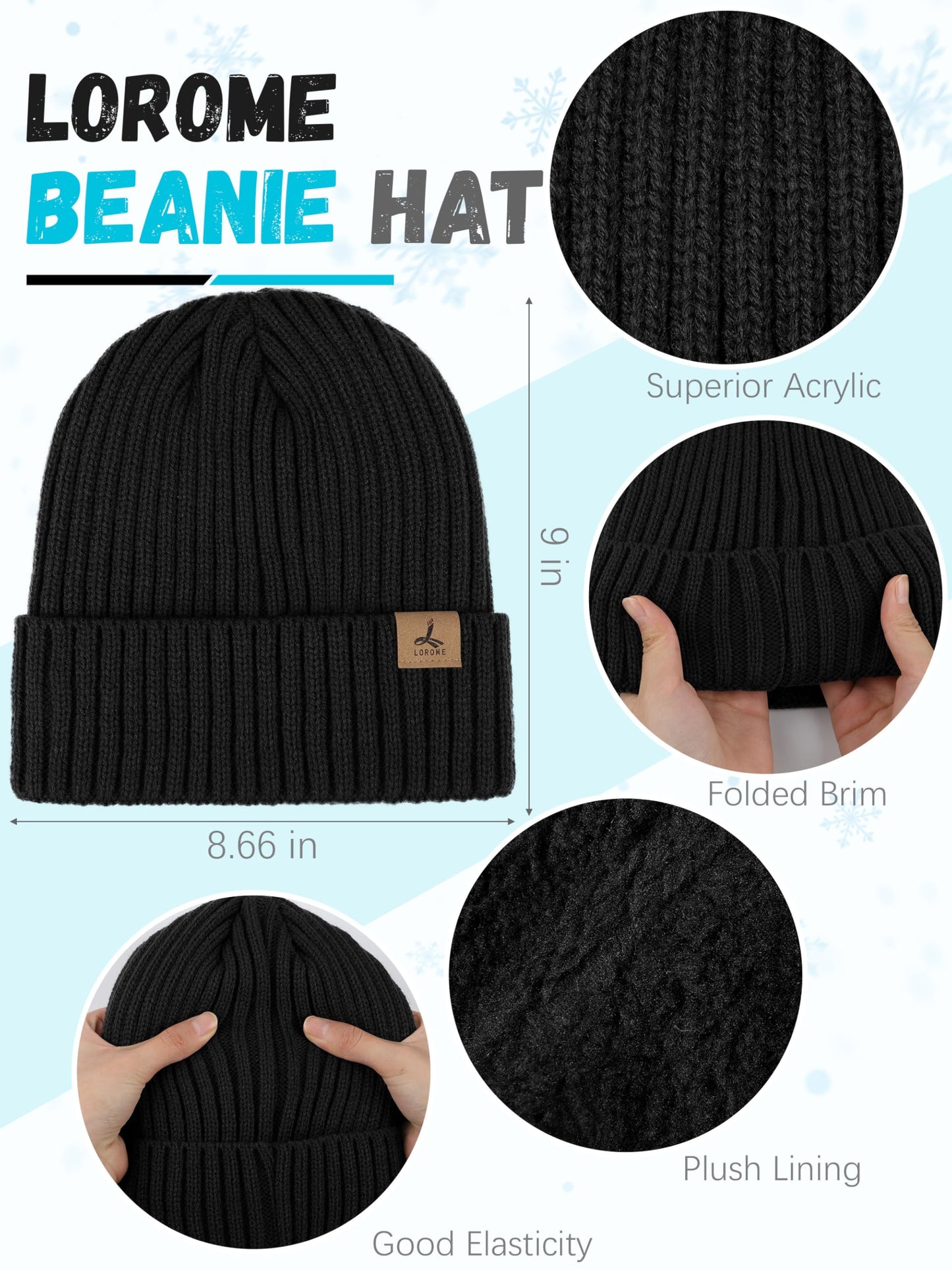 3 PCS Winter Hat Scarf Gloves Set, Soft Warm Knit Beanie Hat Touchscreen Gloves Long Knitted Scarf Set Winter Gifts for Men