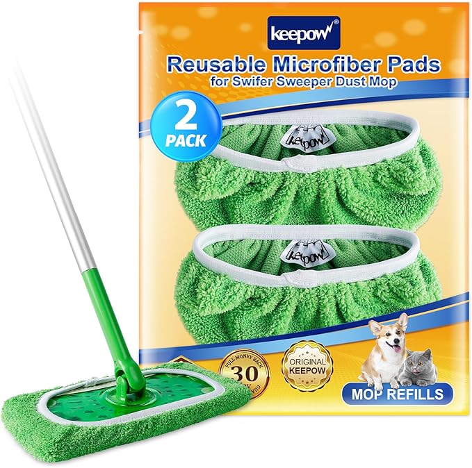 KEEPOW Reusable Microfiber Mop Pads