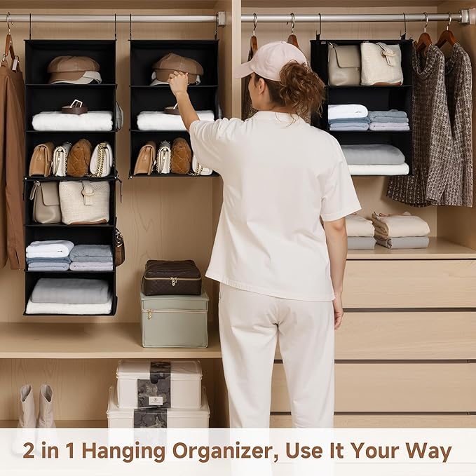 StorageWorks Hanging Closet Organizer 6-Shelf, Jumbo Separable Two 3 Shelf