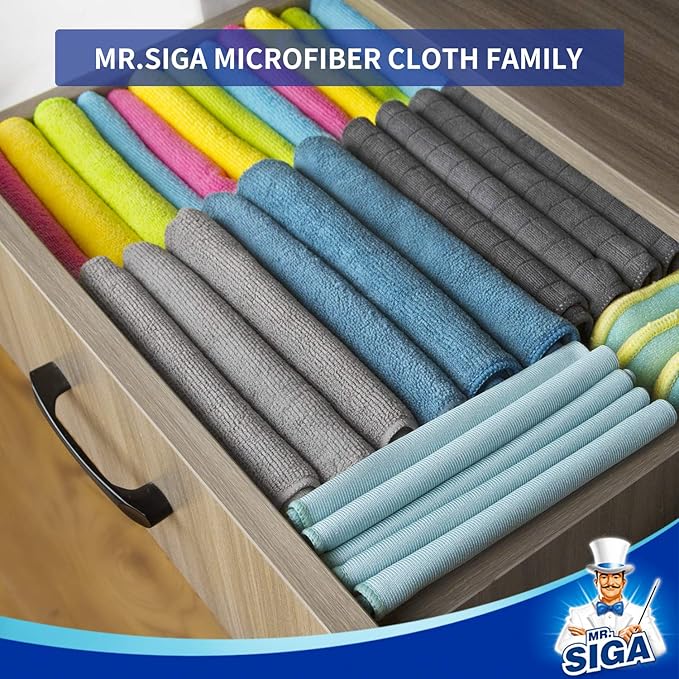 MR.SIGA Microfiber Cleaning Cloth, Size:12.6" x 12.6"