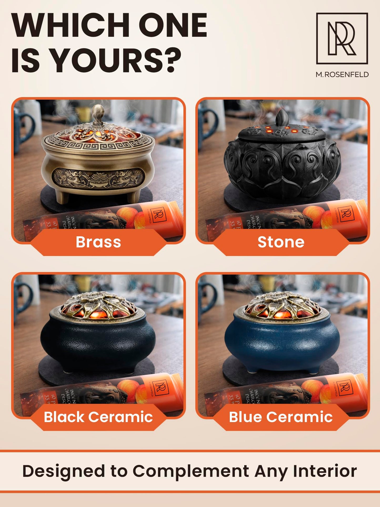 Resin Incense Burner Bowl Set for Charcoal, Frankincense & Resin – Heat-Resistant Censer Incense Holder for Cones & Sticks with Clean Ash Catcher for Home Fragrance, Relaxation & Traditional Use