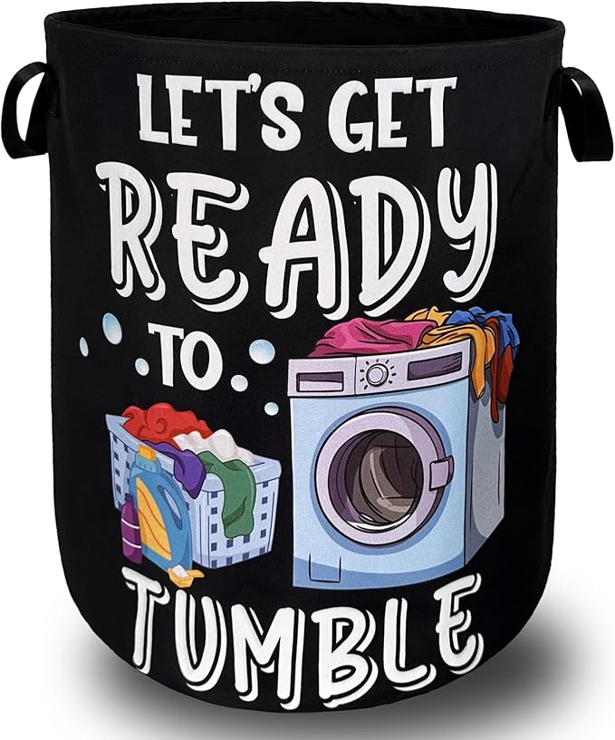 Let's Get Ready to Tumble Laundry Hamper Funny Text Laundry Basket