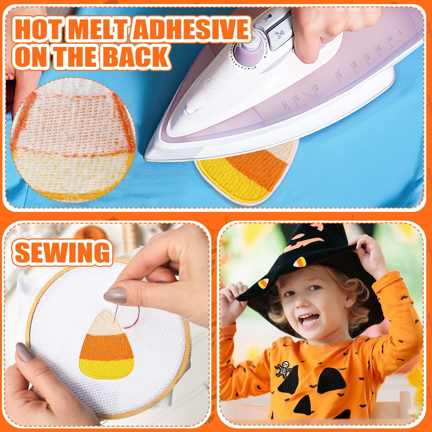 AUGSUN 12pcs Halloween Cookie Iron on Patches Halloween Embroidered Sew Applique Repair Patch Cute Cookie DIY Crafts for Clothing Jacket Jeans Pants Dress Backpack Hat Decorations Gift