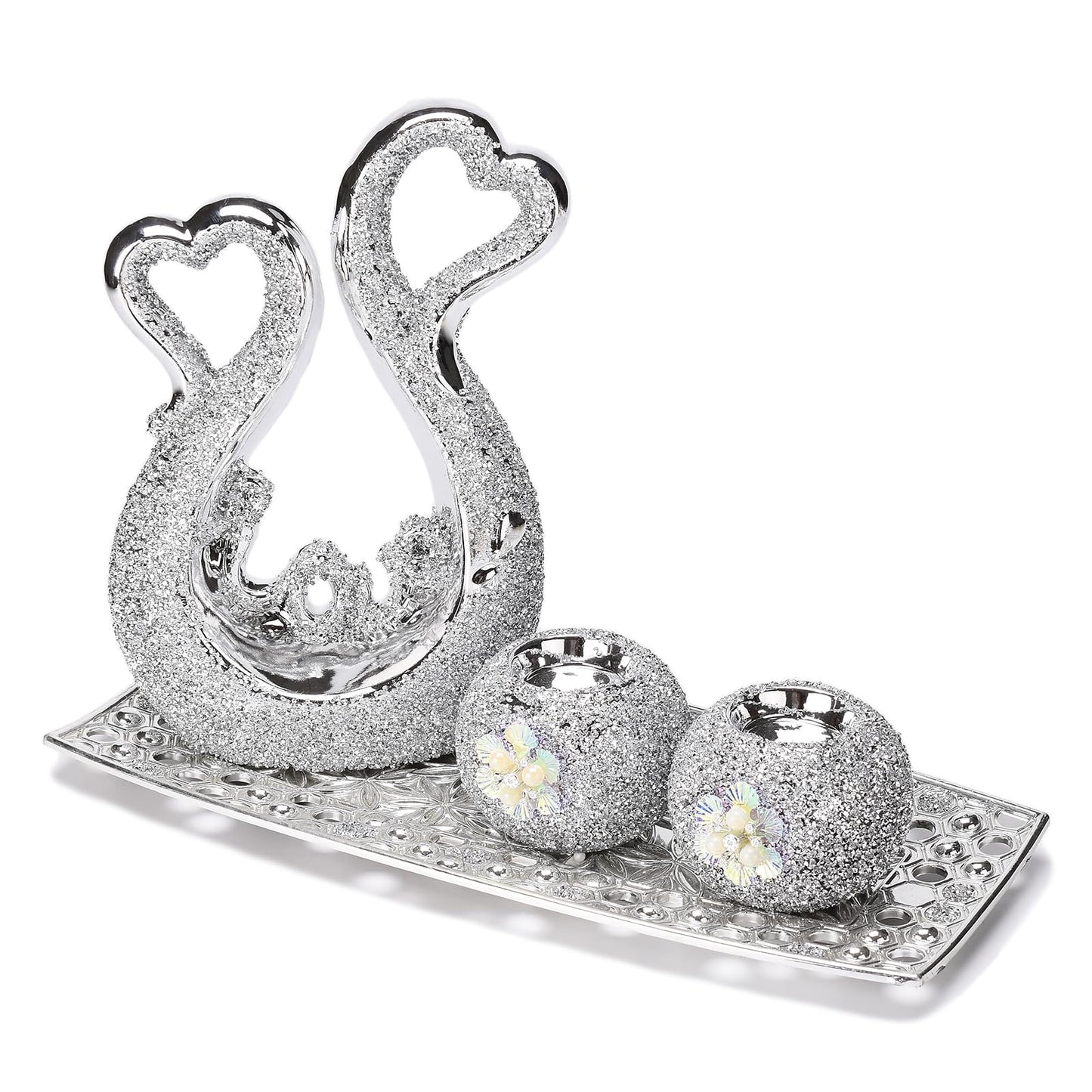 NYMYHE Glam Ceramic Apple Statue with Plate Creative Modern Ornament Collectible Living Room Bedroom Coffee Table Office Hotel Decoration TQGJNY46
