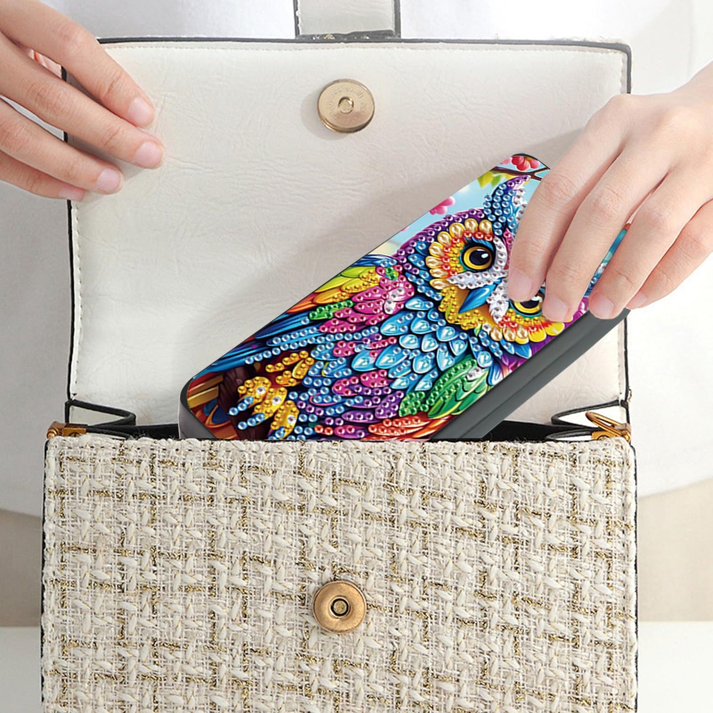 MVVMTOP Diamond Painting Eye Glass Case, DIY Colorful owl Diamond Art Glasses Storage Box Sunglass Case for Adults Handmade for Art Craft Gift Travel Sunglass Eyeglasses