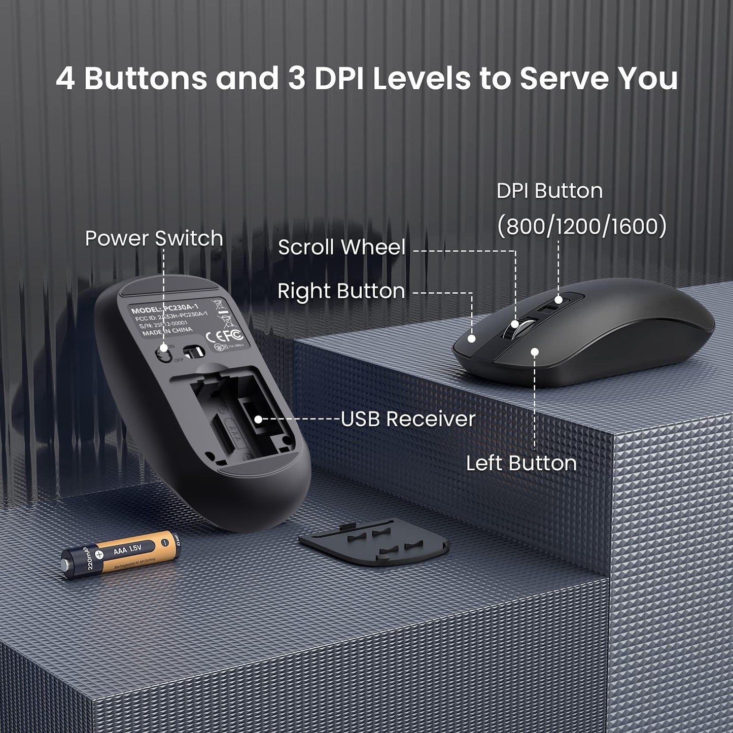 Wireless Keyboard and Mouse Set, Full Size Wireless Keyboard Ergonomic Design & Quiet USB Cordless Mouse Combo UK Layout, 12 Multimedia Shortcuts for Windows Computer PC Laptop Desktop,Black
