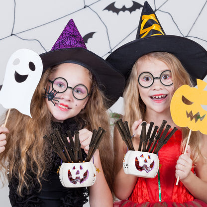 Outus Halloween Wizard Party Favors with 10 Pieces of Round Frame Wizard Glasses and 10 Pieces of Wand Pencils for Adult School Decor Theme Birthday Party Supplies