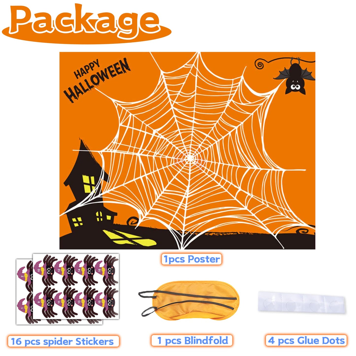 Funnlot Halloween Games for Kids Party Pin The Spider on The Web Halloween Party Games Activities Pin The Tail