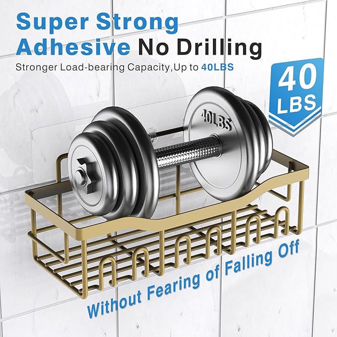 EUDELE 5-Pack Rustproof Stainless Steel Shower Caddy – No Drill Adhesive