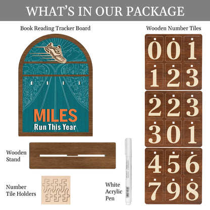 Personalized Miles Run This Year Tracker, Custom Wooden Running Log Counter, Unique Gifts for Runners Men Women, Cool Marathon Runner Gifts, Motivational Decor for Gym Home Workout Decor