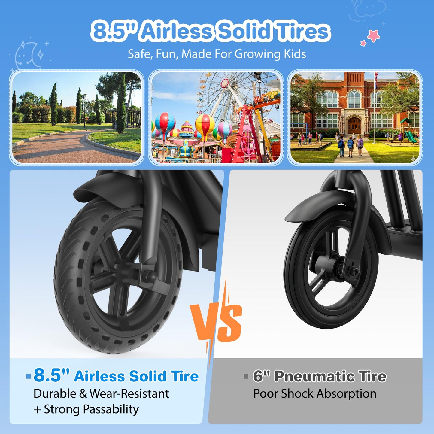 iScooter 2-in-1 Kids Electric Scooter ik7,Up to 12mph&10Miles Range，250W Motor, Headlight & Brake Taillight, Removable Seat&Basket, Smart App Parental Control,Electric Scooter for Kids Ages 10-14
