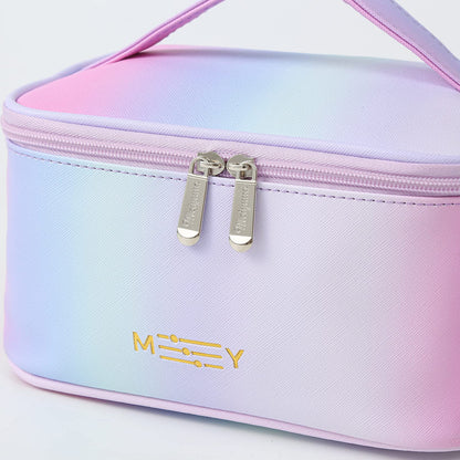 Gradient Makeup Bag Small Travel Cosmetic Bags for Teen Girls Zipper Pouch Makeup Organizer Waterproof Cute Pink Purple Blue Green(Rainbow Pink)