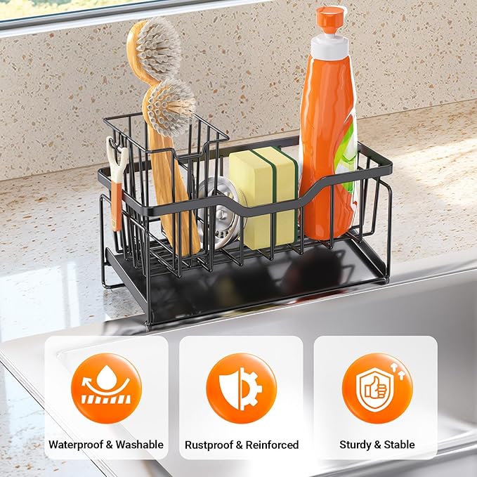 StorageRight Kitchen Sink Caddy Organizer, Rustproof Sponge Holder