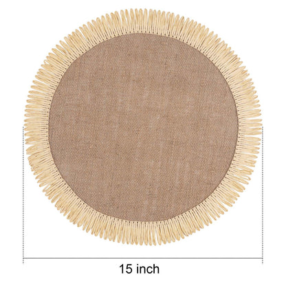 FunWheat 15 Inch Round Jute Placemats Set of 12, Braided Burlap Table Mats for Dining Table, Heat Resistant Farmhouse Woven Placemats for Fall Farmhouse Decor (Coarse-Edged Sunflower)