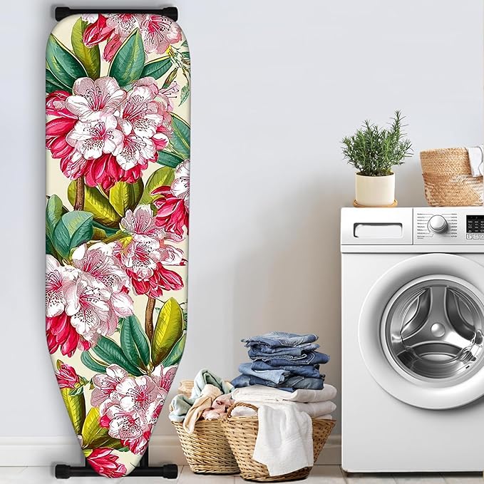 Nuxovilar Red & White Floral Pattern Ironing Board Cover, 15×54 inch, Fits Most