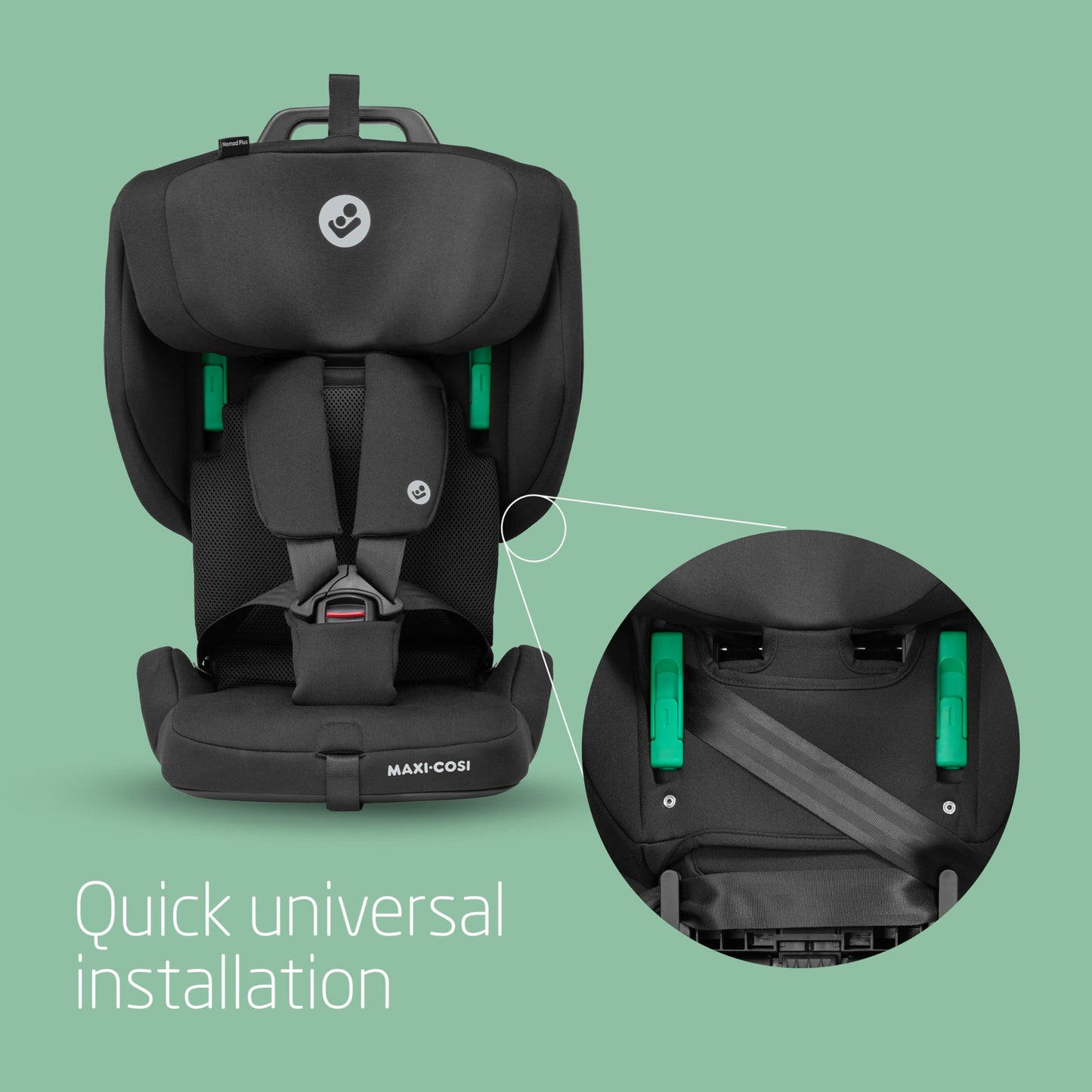 Maxi-Cosi Nomad Plus, Foldable Car Seat, 15 Months – 4 Years, 76 - 105cm , Portable Travel Car Seat, Ultra-Compact & Lightweight, Side Impact Protection, Fits any Car, Travel Bag, Authentic Black