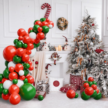 Christmas Balloons Garland Arch Kit, 129pcs Red Green White Balloons Kit Different Size,Red and Green Latex Balloons for Christmas New Years Party Decorations