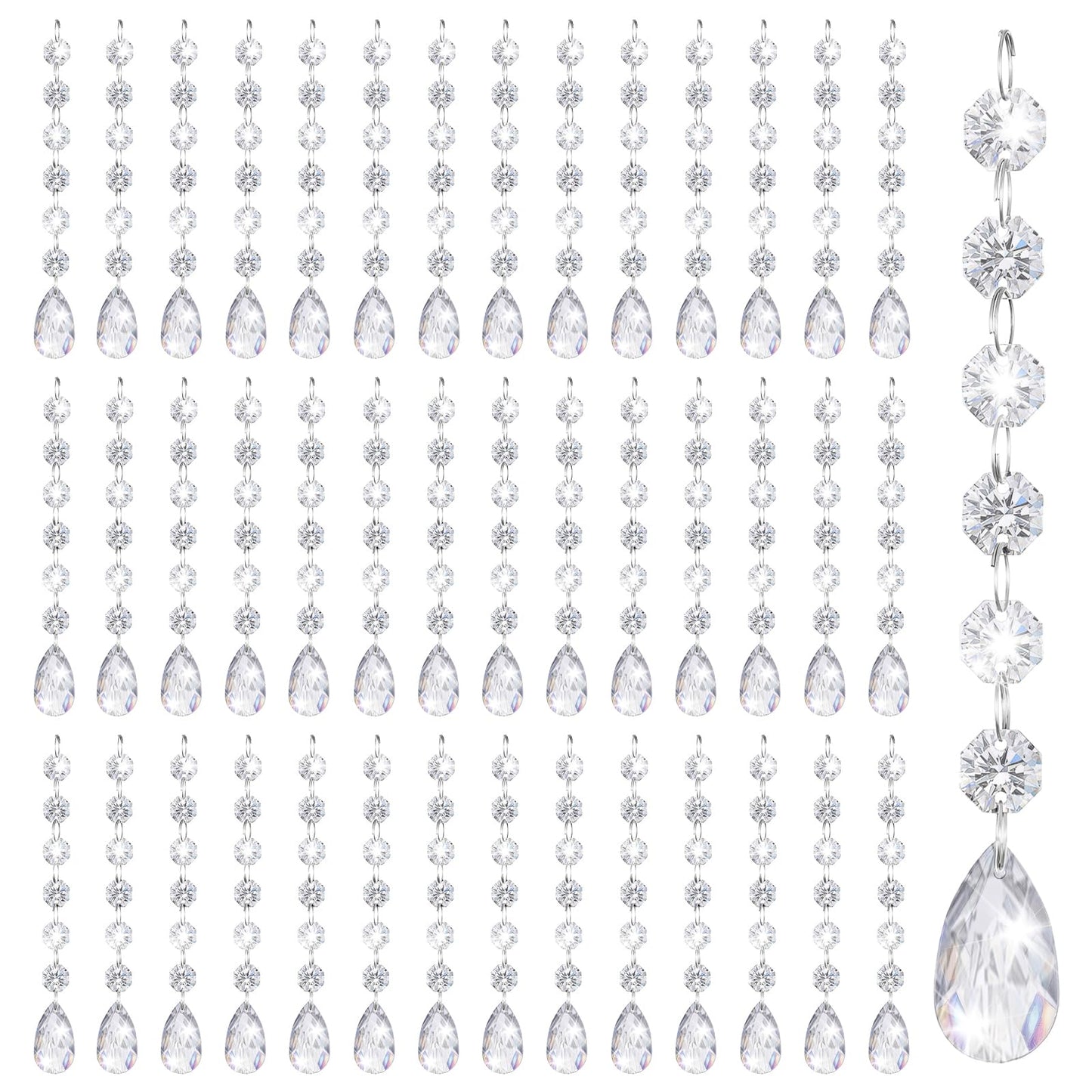100 Pcs Chandelier Crystals Replacement Clear Acrylic Hanging Teardrop Ornaments Christmas Tree Ornaments Hanging Crystals for Centerpieces Chandelier Lamp Suncatcher Window Home Decoration(Classic)