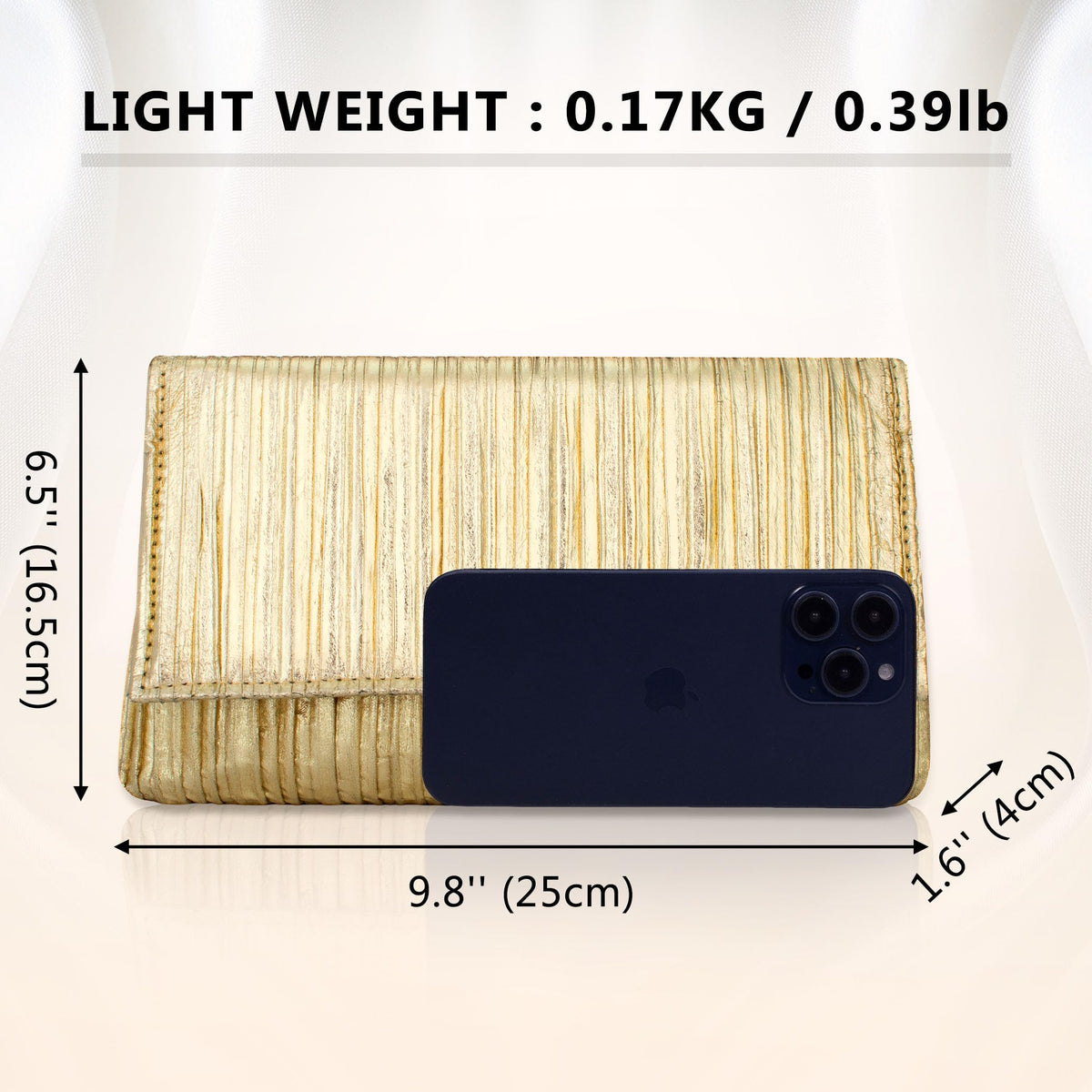 Tmore Clutch Purses for Women PU Leather Clutch Bag with Chain Handbags Soft Pleated Evening Bag (Gold)