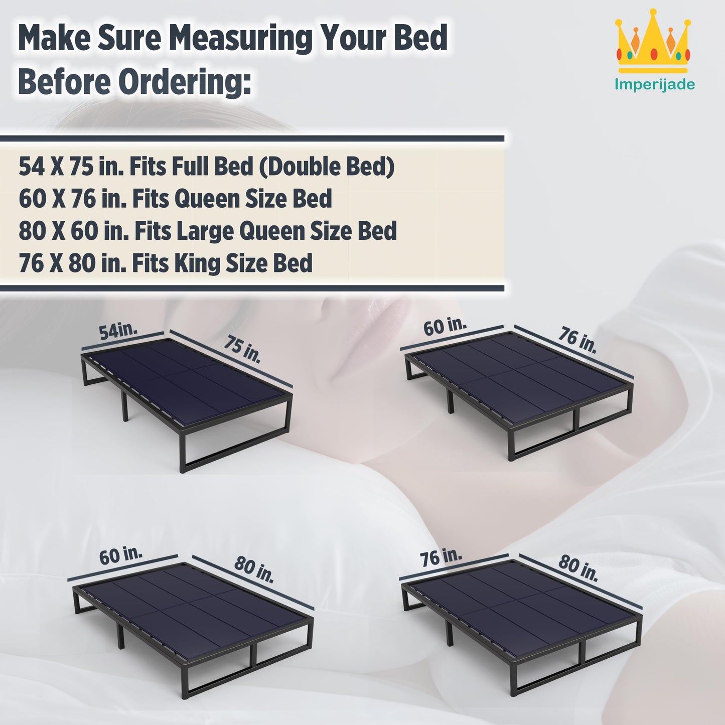 Imperijade 10mm Bunkie Board (76”x80”King Size) Heavy Duty Wood, Low Profile Bed Support, Breathable, Noise Minimizing, Moisture Resistant | Fodable Box Support Board | Split Fully Assembled