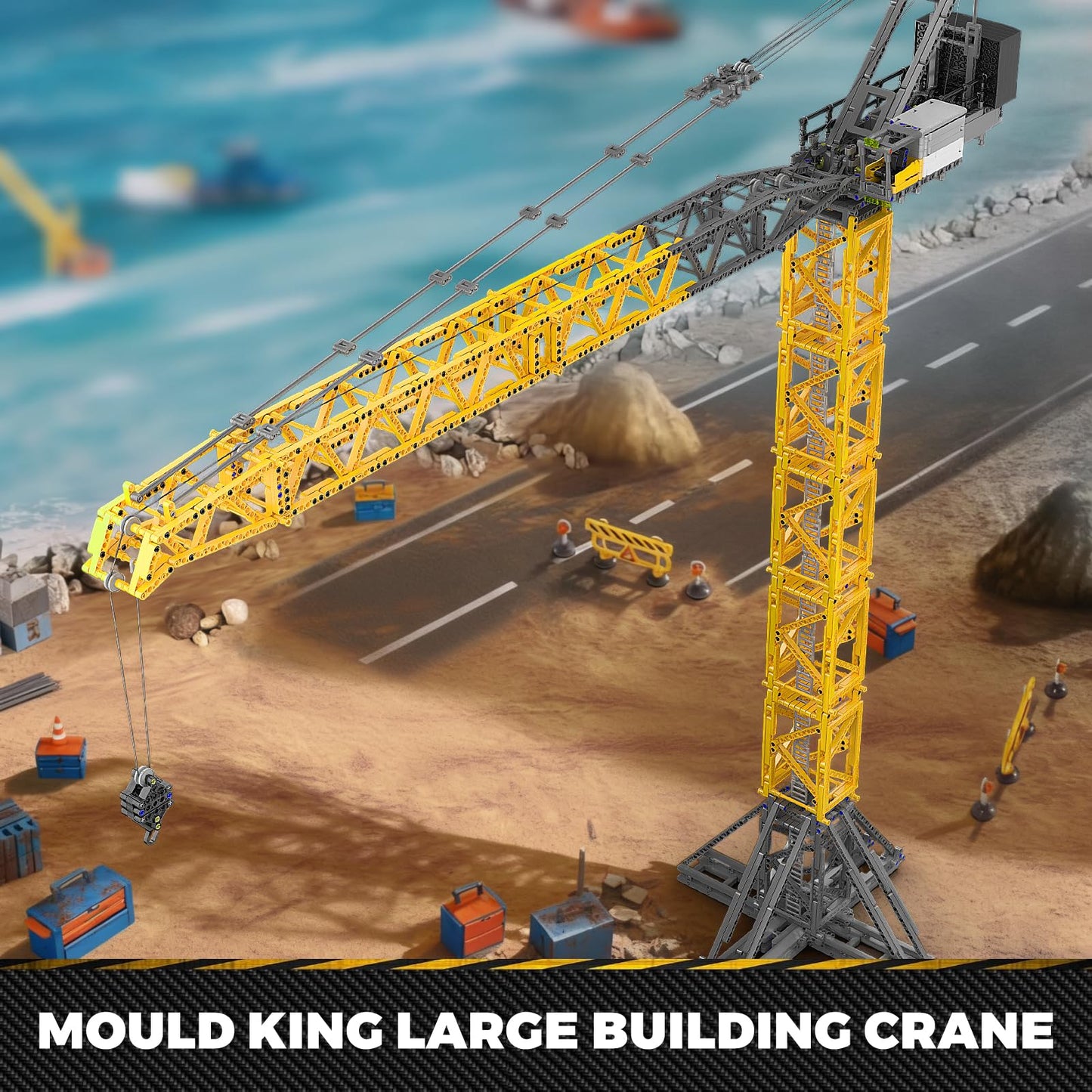 Mould King RC Tower Crane Advanced Building Kit for Adults, MOC Heavy-Duty Truck Block Sets to Build, APP Control Large Engineering Construction Model Toy for Youth (2575 PCS)