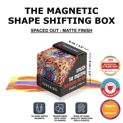 Shashibo Shape Shifting Box - Award-Winning, Patented Sensory Cube w/ 36 Rare Earth Magnets - Extraordinary 3D Magic Cube Cube Magnet Sensory Toy Transforms Into Over 70 Shapes (Spaced Out)