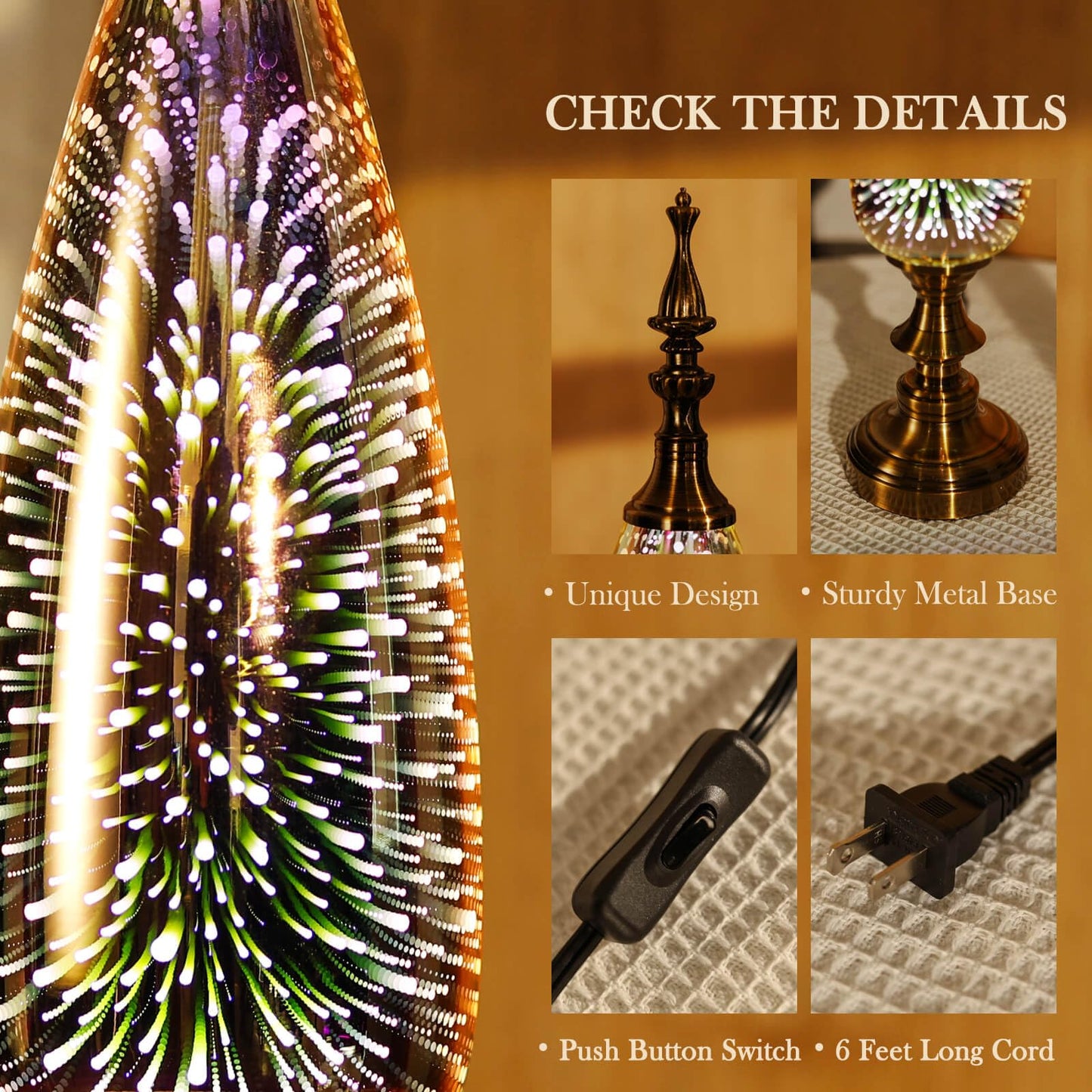 Porseme Table Lamp Decorative Turkish Arabian Desk Lamp with Handmade 3D Effect Glass and Bronze Base for Bedroom, Bedside, Living Room, Office