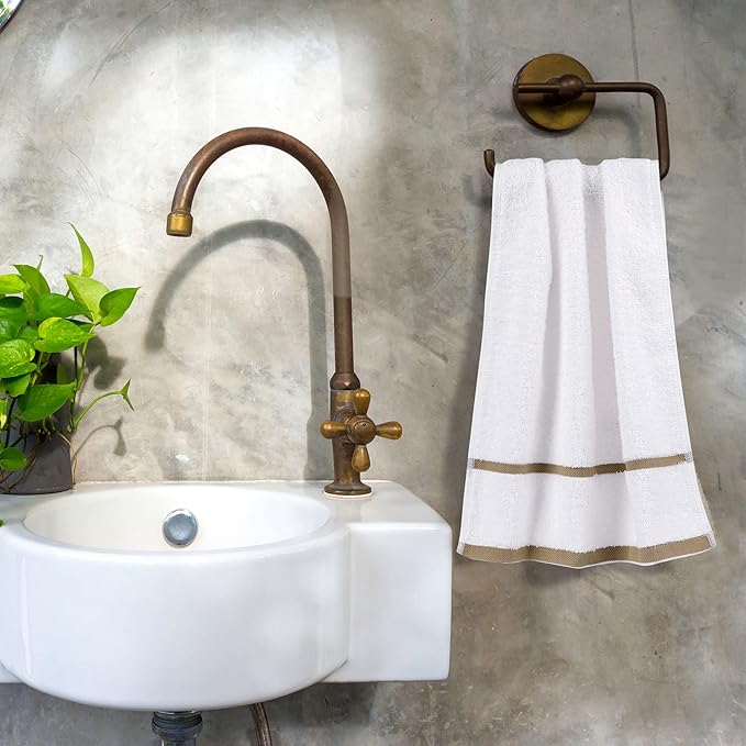 PiccoCasa Set of 2, 750 GSM Luxury White Hand Towels