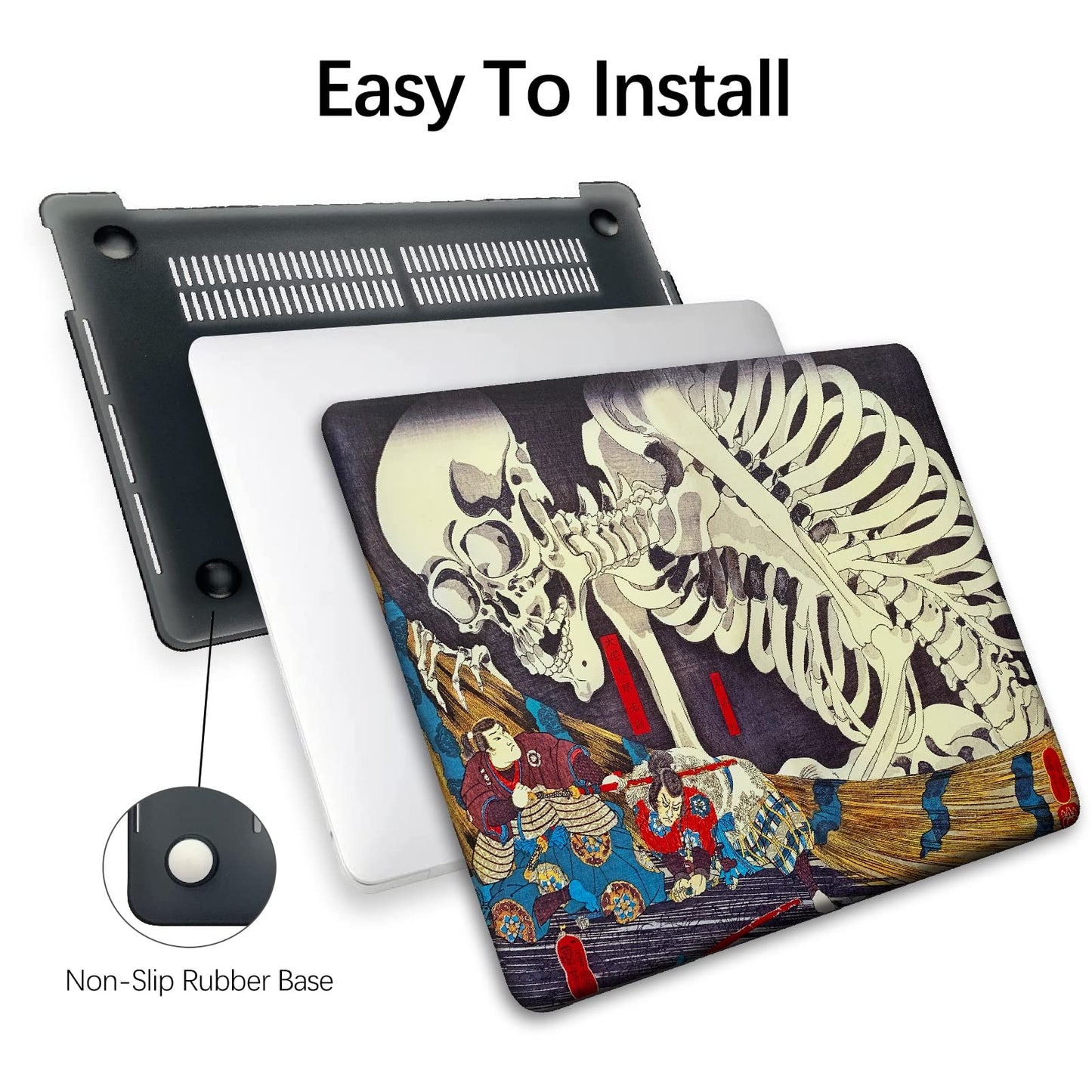 Compatible with MacBook Air 13 inch Art Case Skin, 2022, 2021, 2020-2018 Release A2179/A2337 M1 with Touch ID Colorful with Keyboard Cover & Screen Protector (The Skeleton Specter by Kuniyoshi)