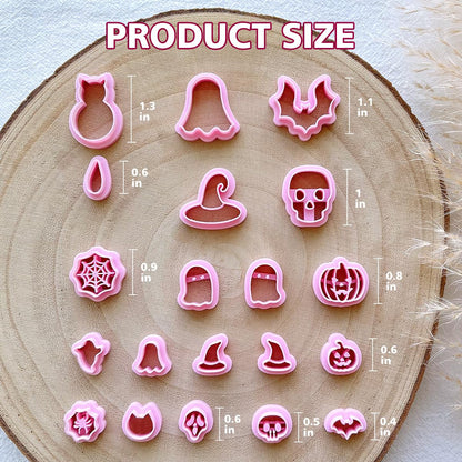 KEOKER Halloween Polymer Clay Cutters, Clay cutters for Halloween Earrings Making, 20 Shapes Halloween Clay Earrings Cutters, Pumpkin Clay Cutters For Polymer Clay Jewelry (ALL 1)