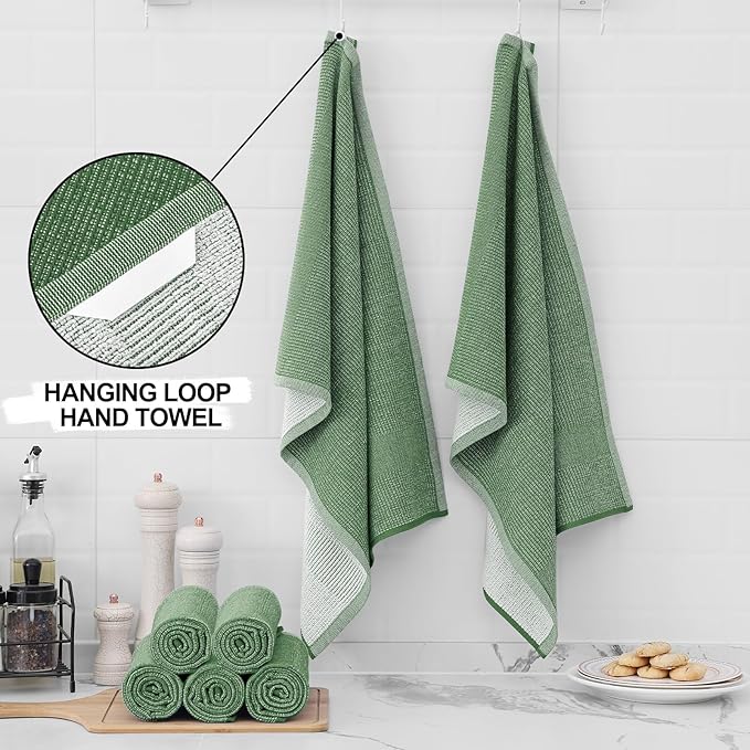 Homaxy Premium Kitchen Towels, Large Cotton Kitchen Hand Towels, Flat and Terry