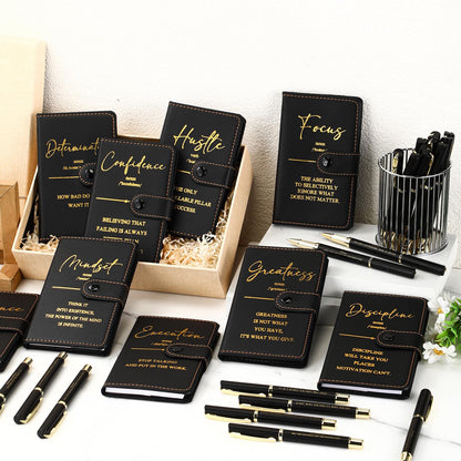 Tenceur 10 Sets Teacher Appreciation Gifts in Bulk Pocket Notebooks with Pens Motivational Leather Journals for Staff Employee Teacher Students Office School Supplies (Black)