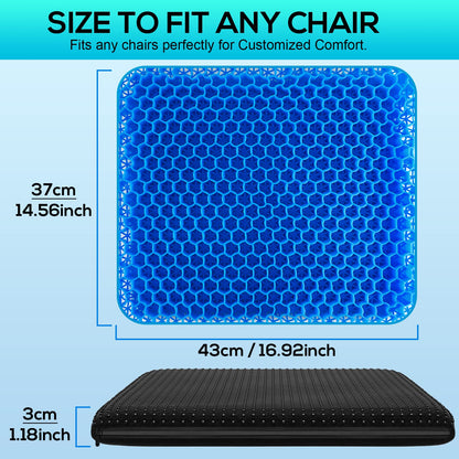 Gel Seat Cushion for Long Sitting, Gel Cushion for Wheelchair Soft, Cooling Gel Chair Cushion More Comfortable, Gel Car Seat Cushion Breathable, Gel Seat Cushion for Office Chair for Hip Pain