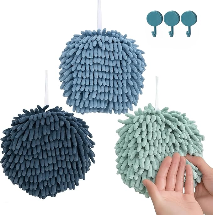 Soft Absorbent Chenille Ball Towel Sets, Quick Dry Hand, Towels