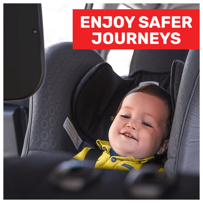 Royal Rascals Baby Car Mirror for Back Seat - Shatterproof Car Rear View Mirror w/360° Rotation, Adjustable Straps & Strong Mount, Essentials for Newborn Safety + Baby on Board Sign, Black