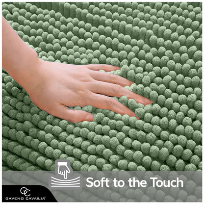 GC GAVENO CAVAILIA 2 Piece Non Slip Rubber Backed Mats - Super Absorbent Antibacterial Toilet Carpet Mat - Quick Dry Microfiber Chenille Rug Washable Bath Mats - Sage Green