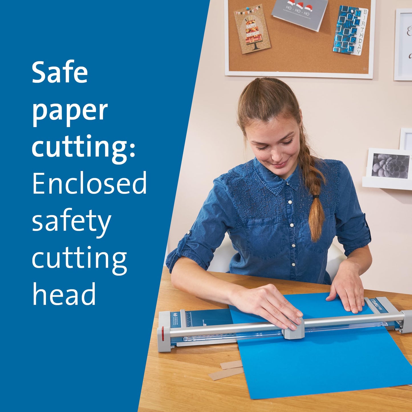 Dahle 508 DIN A3 Self-Sharpening Paper Trimmer Guillotine with Safety Cutting Protection, Blue