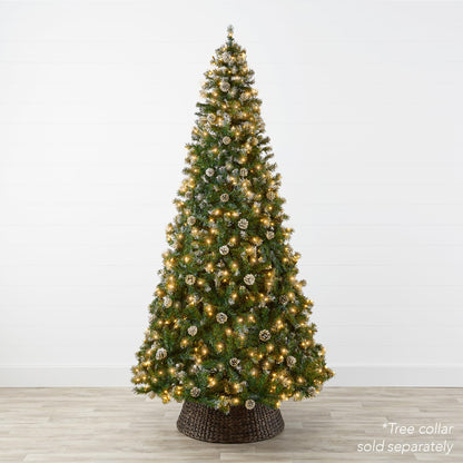Best Choice Products 4.5ft Pre-Lit Pre-Decorated Pine Artificial Christmas Tree w/ 450 Flocked Frosted Tips, 32 Pinecones, 175 Lights, Base - Green