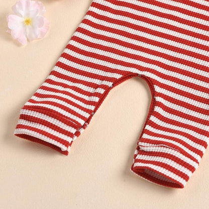 Aimaopao Newborn Infant Baby Girl Romper Bodysuit Girls Stripe Print One Piece Jumpsuit Pants Clothes Outfits (Stripe Long Sleeve Red, 0-3 Months)